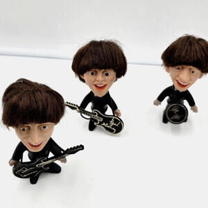 1964 Beatles Figurines with Instruments‎ Remco Nems 4.5" Lot of 3